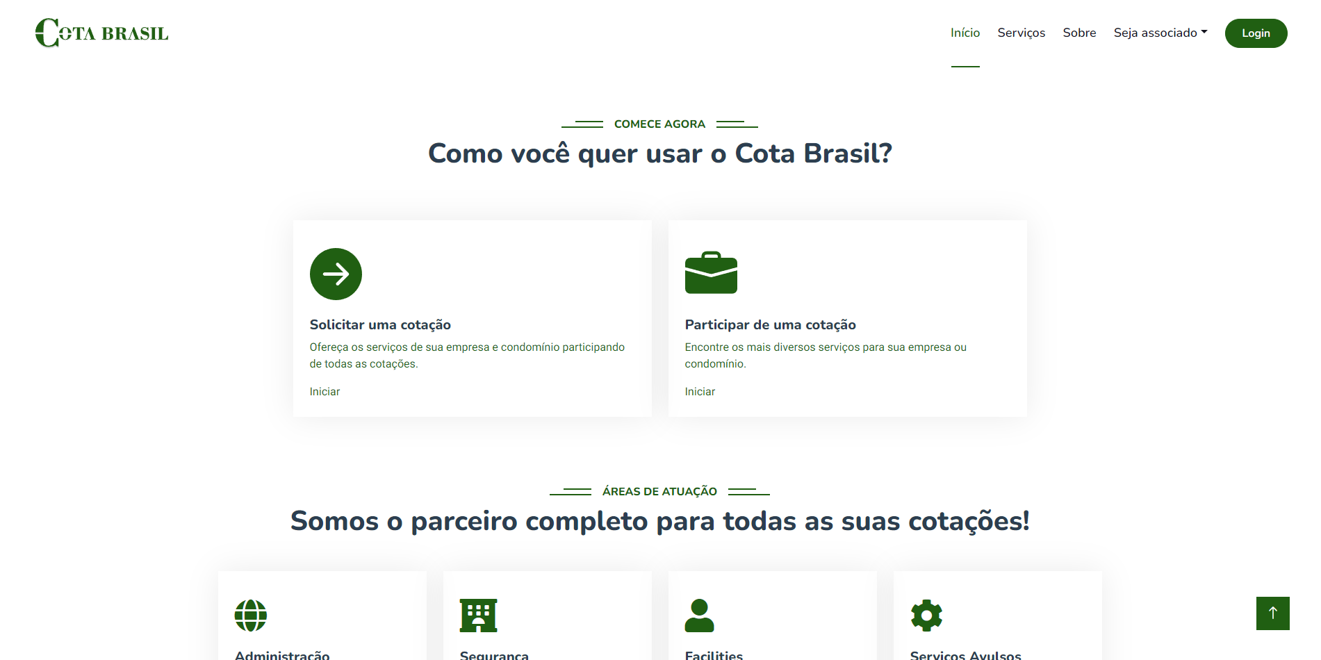 Screenshot do projeto software de gestão para Cota Brasil Serviços